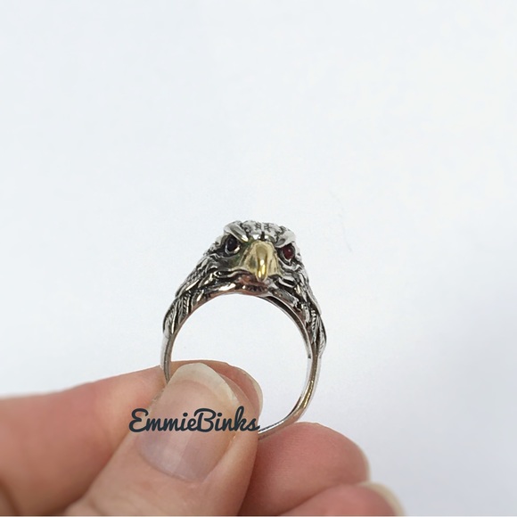 New Vintage Style Etched Eagle Bird Statement Ring / War Eagle Fan - Picture 2 of 10